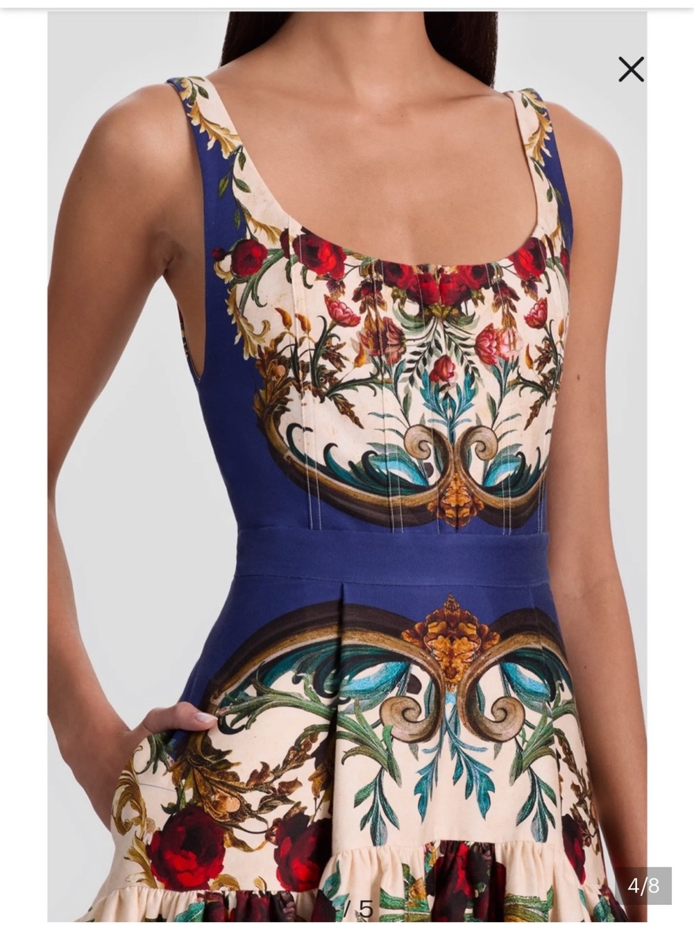 Alice + Olivia Diana Gilded Rose Baroque High-Low Dress 4 New $660 - Picture 6 of 9